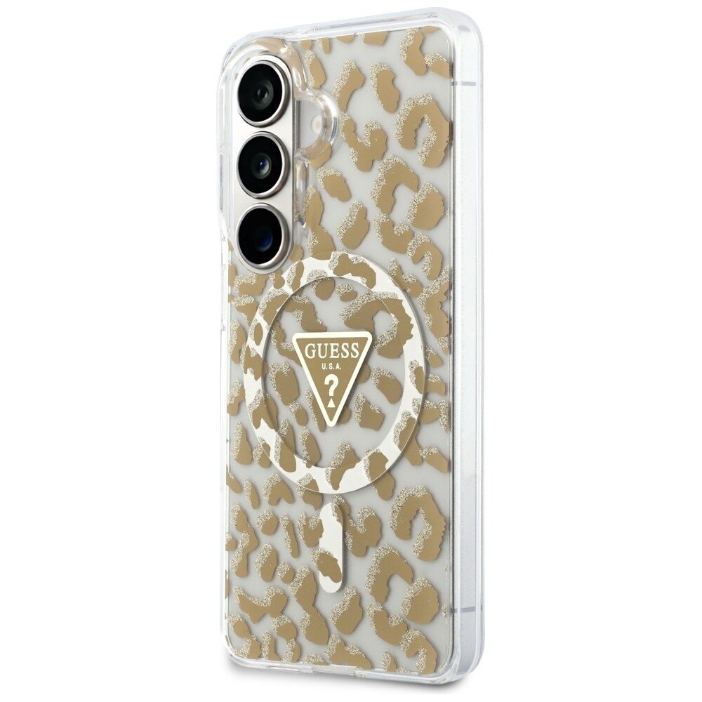Samsung Galaxy S26 Guess IML Leopard Print Triangle MagSafe dėklas – rudas 1 Samsung Galaxy S26 Guess IML Leopard Print Triangle MagSafe dėklas – rudas 1