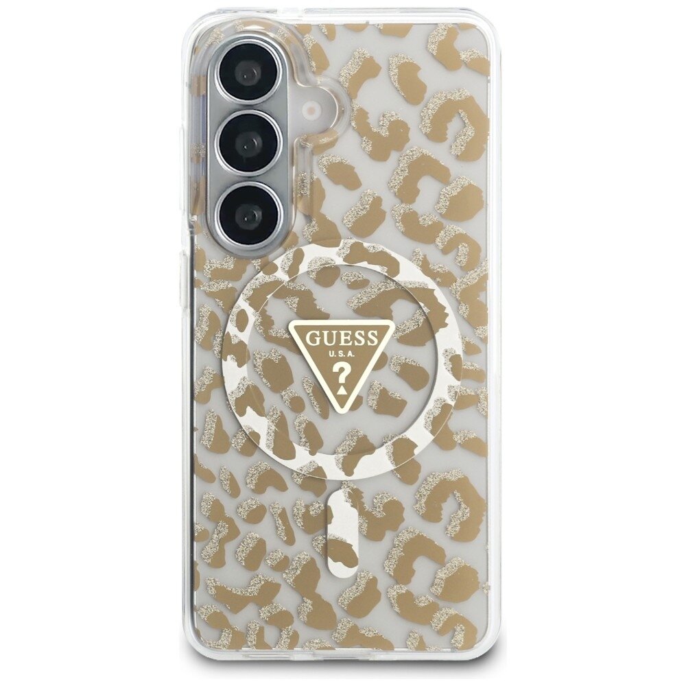 Samsung Galaxy S26 Guess IML Leopard Print Triangle MagSafe dėklas – rudas 2 Samsung Galaxy S26 Guess IML Leopard Print Triangle MagSafe dėklas – rudas 2
