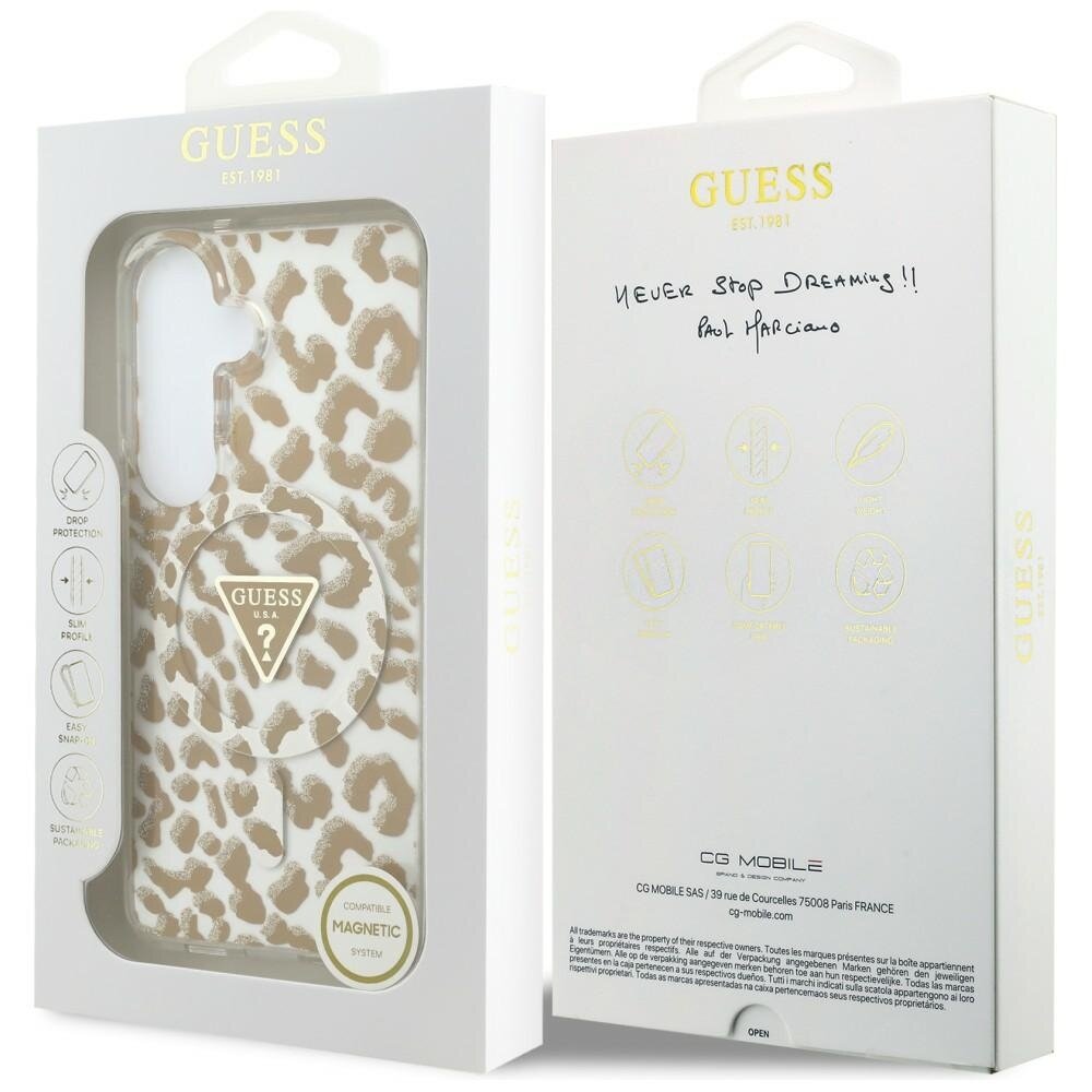 Samsung Galaxy S26 Guess IML Leopard Print Triangle MagSafe dėklas – rudas 7 Samsung Galaxy S26 Guess IML Leopard Print Triangle MagSafe dėklas – rudas 7
