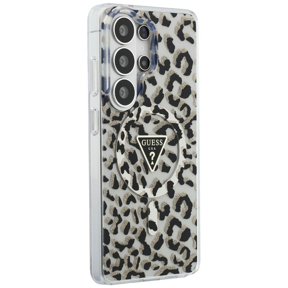 Samsung Galaxy S26 Ultra Guess IML Leopard Print Triangle MagSafe dėklas – juodas 3