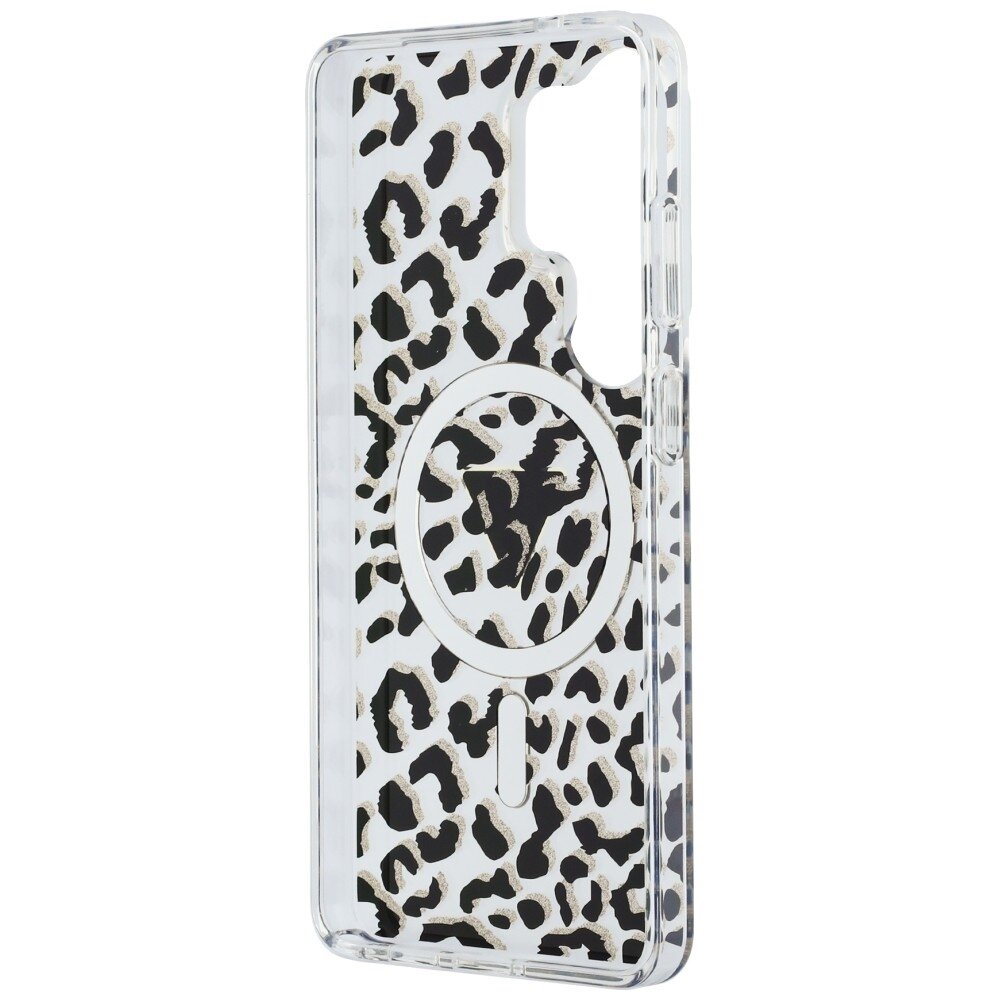 Samsung Galaxy S26 Ultra Guess IML Leopard Print Triangle MagSafe dėklas – juodas 6