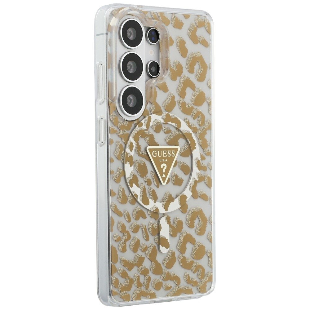 Samsung Galaxy S26 Ultra Guess IML Leopard Print Triangle MagSafe dėklas – rudas 3