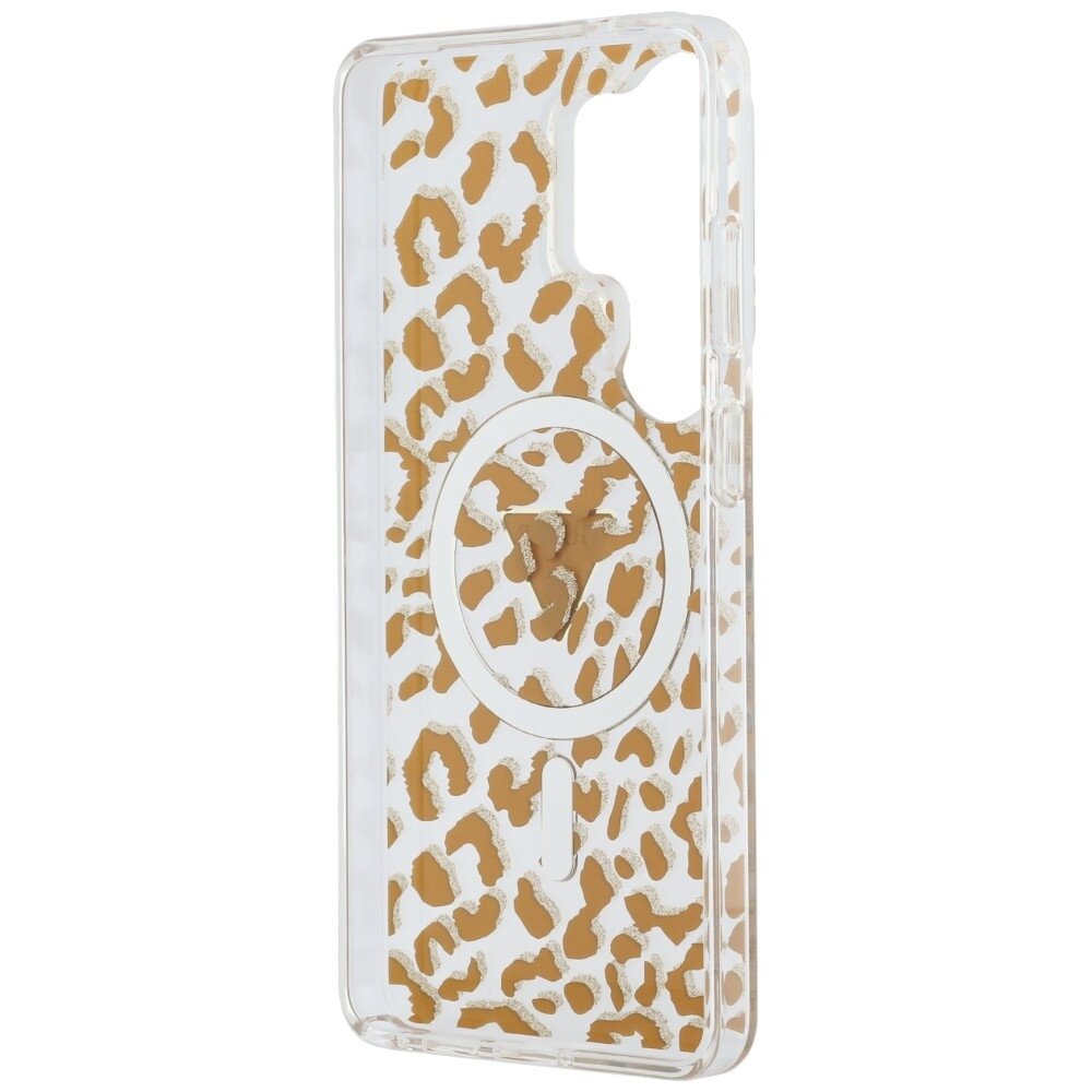 Samsung Galaxy S26 Ultra Guess IML Leopard Print Triangle MagSafe dėklas – rudas 6 Samsung Galaxy S26 Ultra Guess IML Leopard Print Triangle MagSafe dėklas – rudas 6