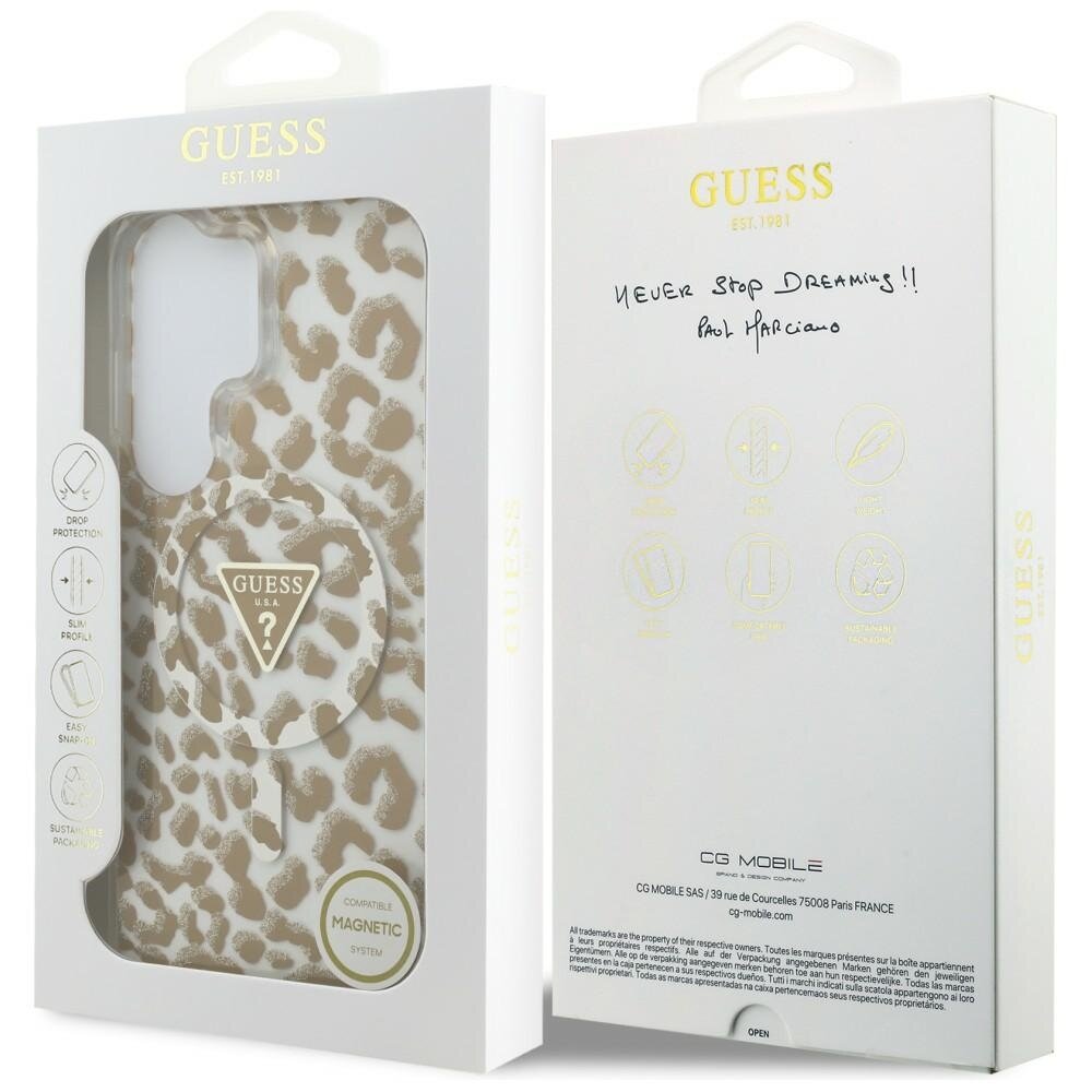 Samsung Galaxy S26 Ultra Guess IML Leopard Print Triangle MagSafe dėklas – rudas 7