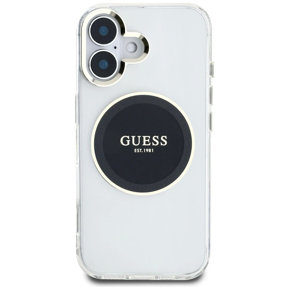 iPhone 16 Guess IML Metal Colored Circle Classic Logo MagSafe dėklas - juodas 2