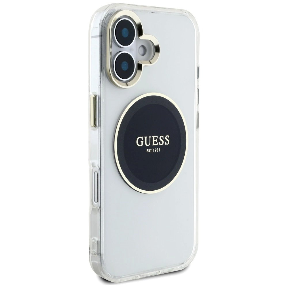 iPhone 16 Guess IML Metal Colored Circle Classic Logo MagSafe dėklas - juodas 3