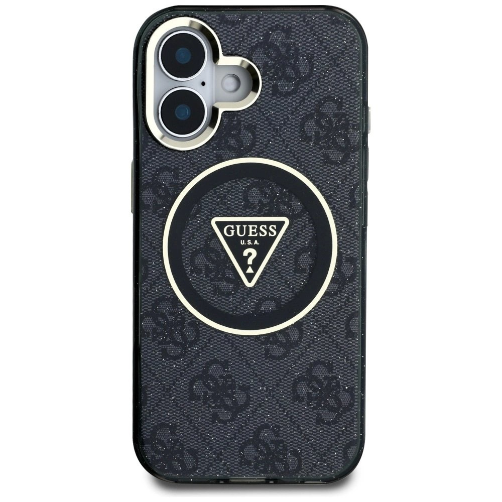 iPhone 16 – Guess IML Metal Glitter 4G Circle Triangle MagSafe dėklas - Juodas 2