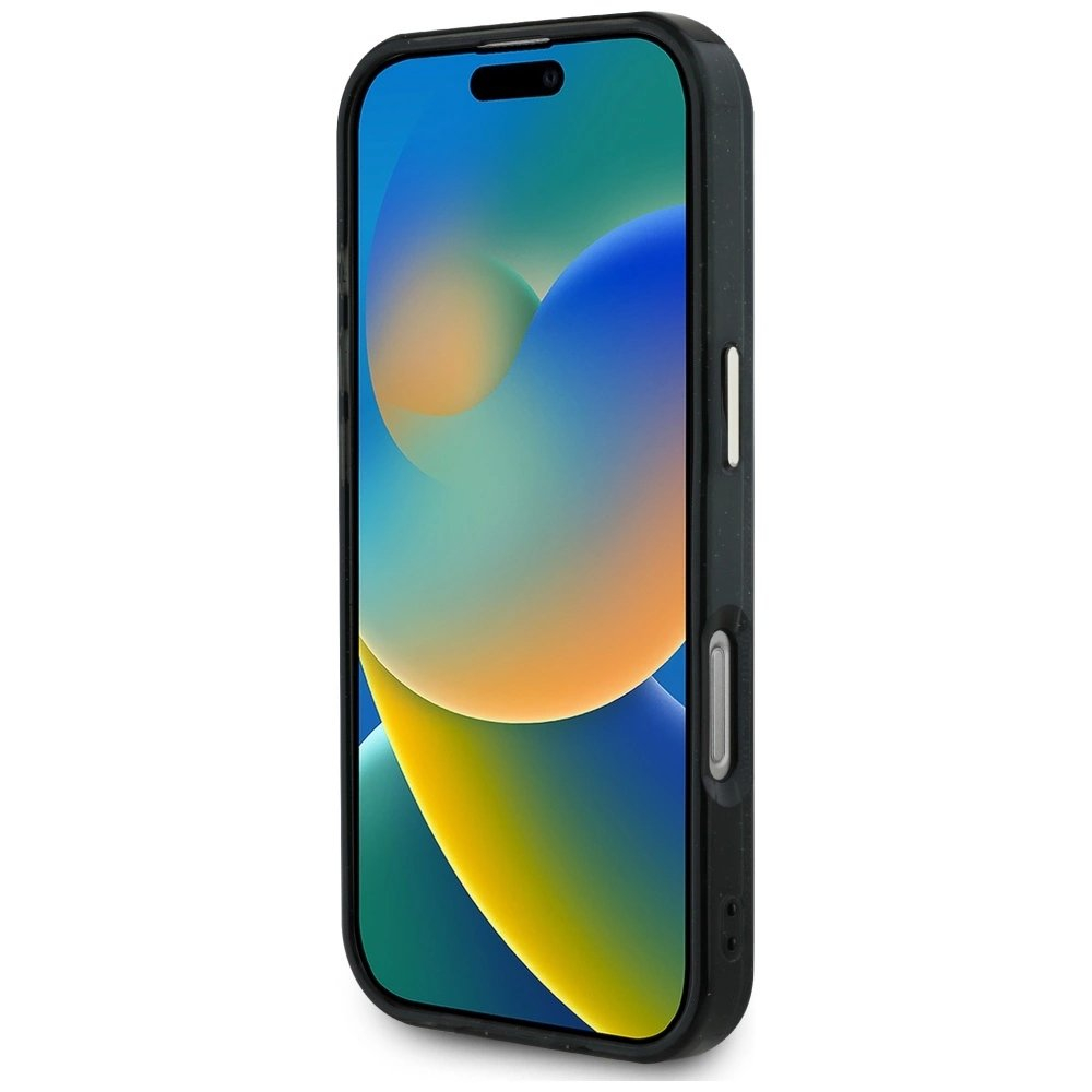 iPhone 16 Pro – Guess IML Metal Glitter 4G Circle Triangle MagSafe dėklas - Juodas 4