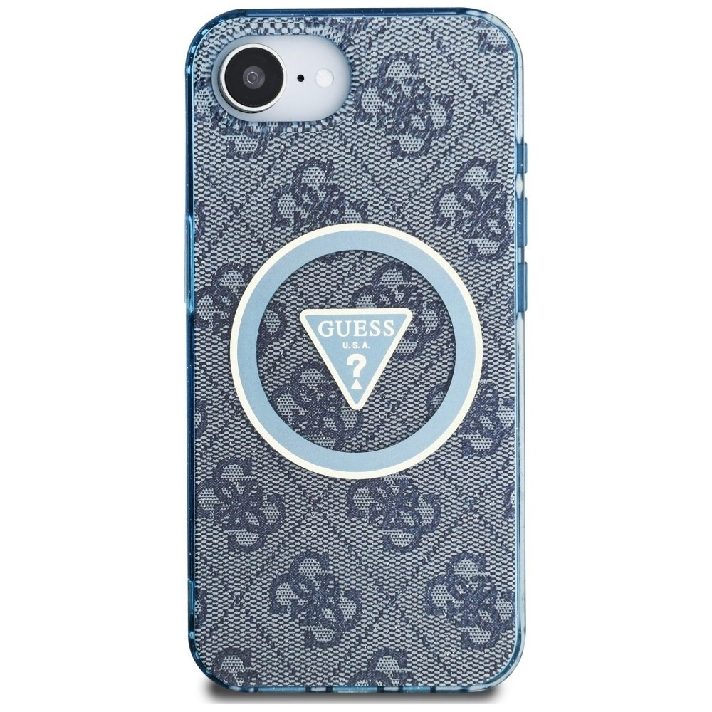 iPhone 16e – Guess IML Metal Glitter 4G Circle Triangle MagSafe dėklas - Mėlynas 2