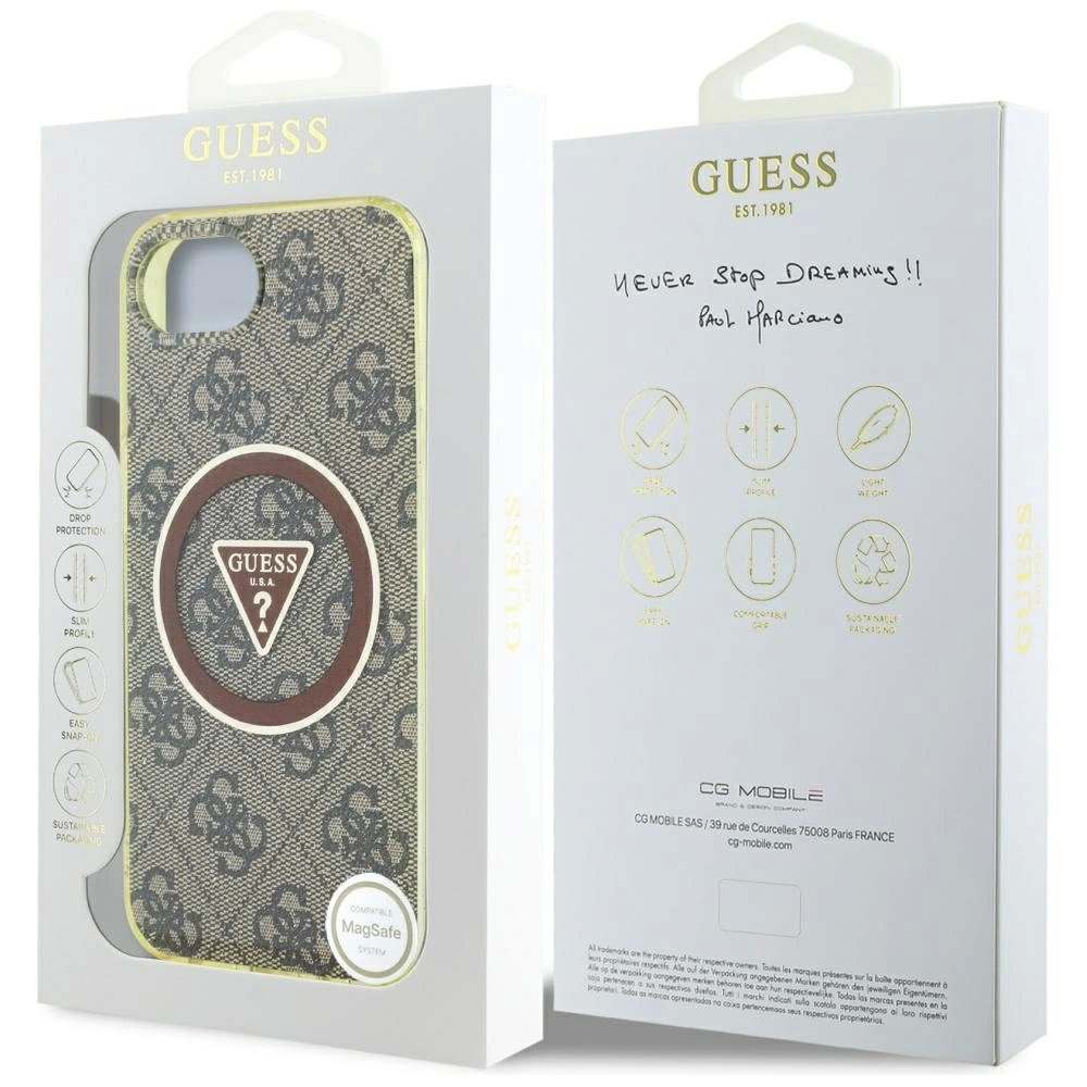 iPhone 16e – Guess IML Metal Glitter 4G Circle Triangle MagSafe dėklas - Rudas 7 iPhone 16e – Guess IML Metal Glitter 4G Circle Triangle MagSafe dėklas - Rudas 7