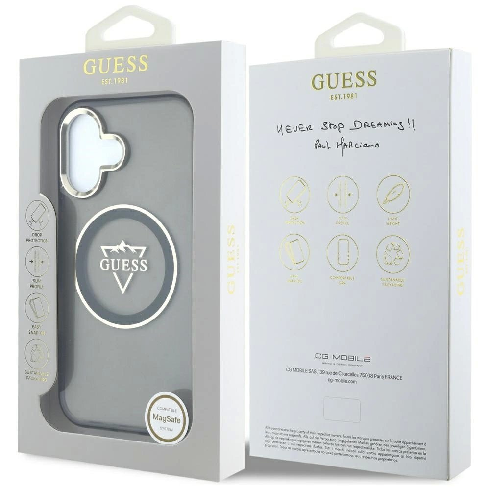 Guess IML Metal Mountain Logo MagSafe Dėklas skirtas iPhone 16 - Juodas 7