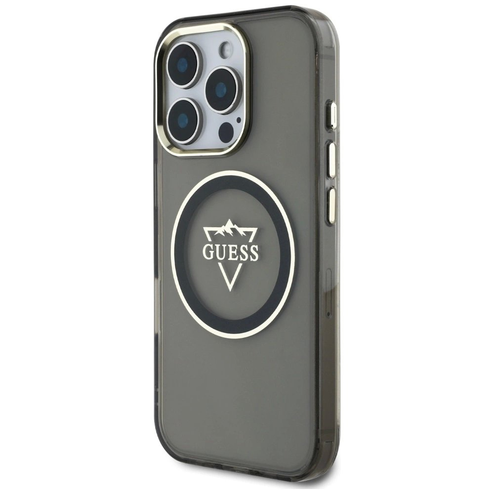 Guess IML Metal Mountain Logo MagSafe iPhone 16 Pro Dėklas - Juodas 1