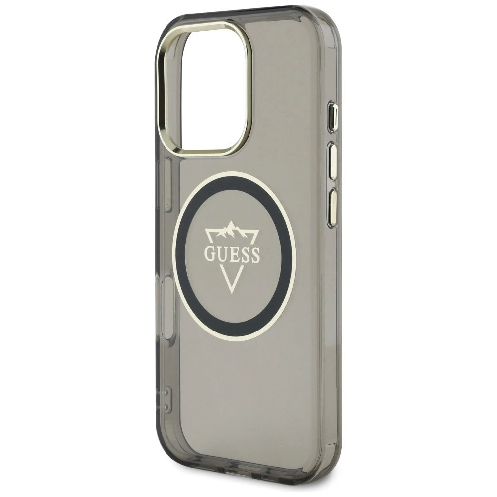 Guess IML Metal Mountain Logo MagSafe iPhone 16 Pro Dėklas - Juodas 5