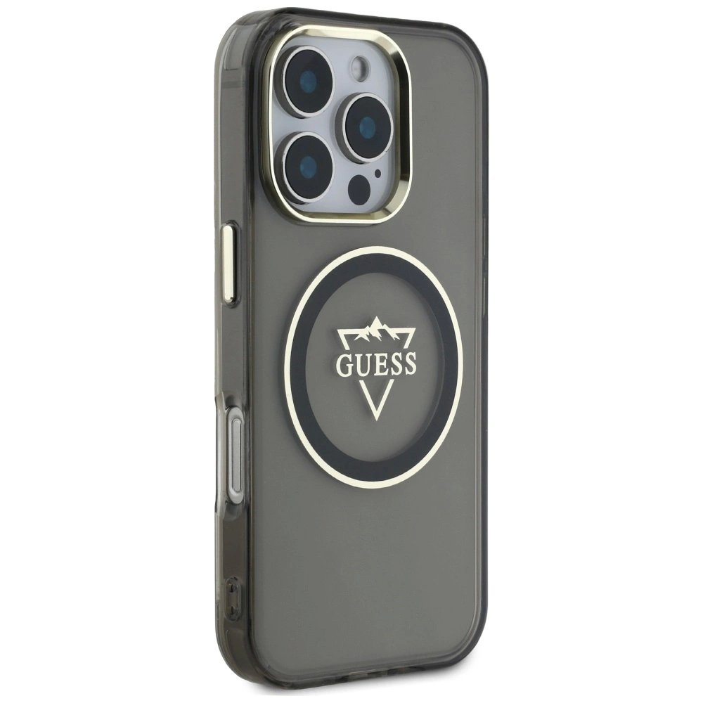 Guess IML Metal Mountain Logo MagSafe iPhone 16 Pro Max Dėklas - Juodas 3