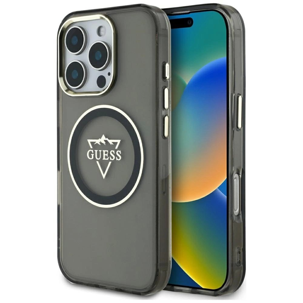 Guess IML Metal Mountain Logo MagSafe iPhone 16 Pro Max Dėklas - Juodas Guess IML Metal Mountain Logo MagSafe iPhone 16 Pro Max Dėklas - Juodas