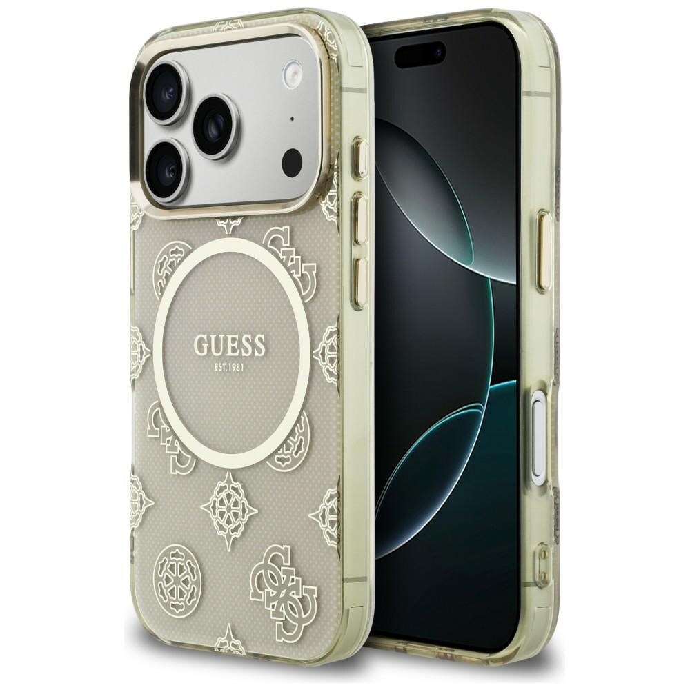 iPhone 17 Pro Guess IML Peony Dot MagSafe dėklas – smėlio spalvos iPhone 17 Pro Guess IML Peony Dot MagSafe dėklas – smėlio spalvos