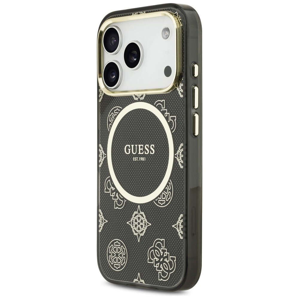 iPhone 17 Pro Guess IML Peony Dot MagSafe dėklas – juodas 1