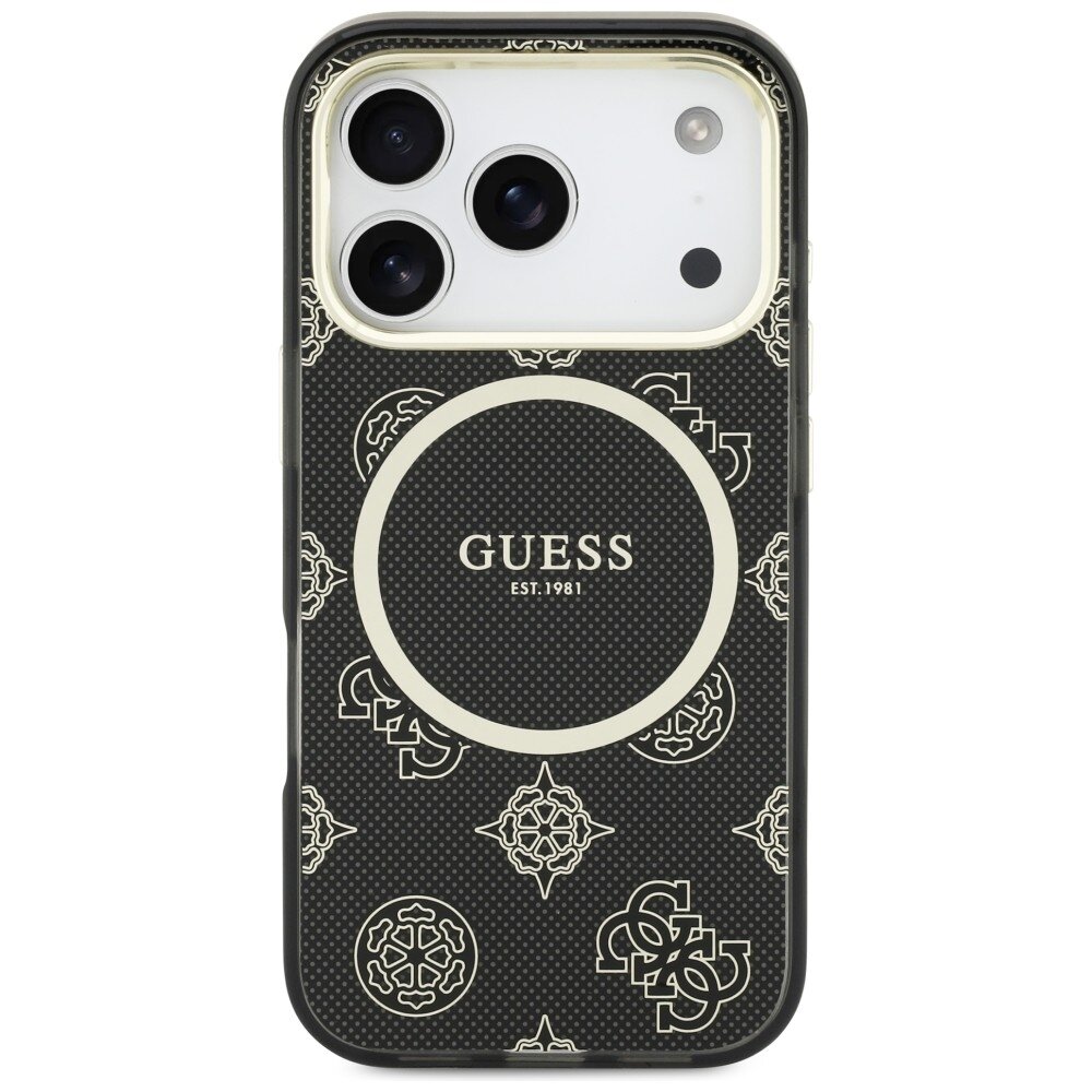 iPhone 17 Pro Guess IML Peony Dot MagSafe dėklas – juodas 2
