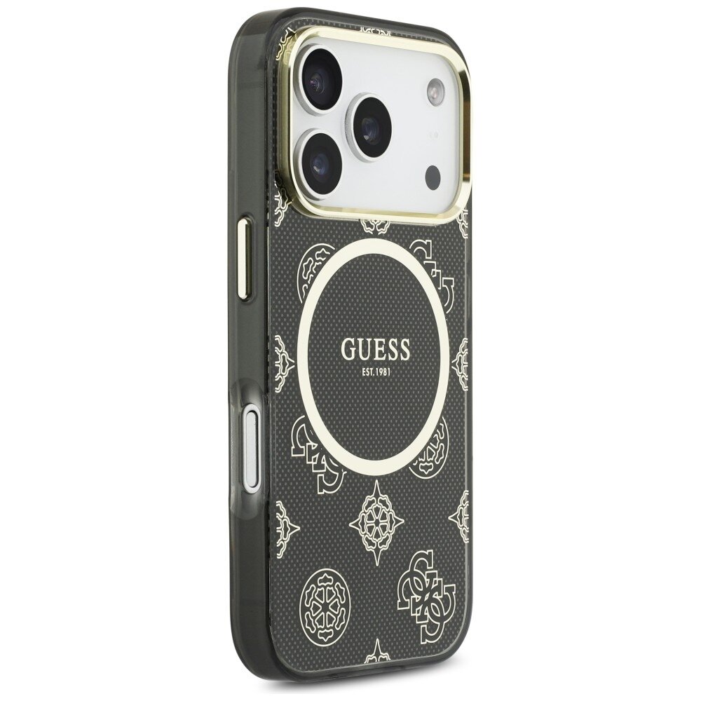 iPhone 17 Pro Guess IML Peony Dot MagSafe dėklas – juodas 3
