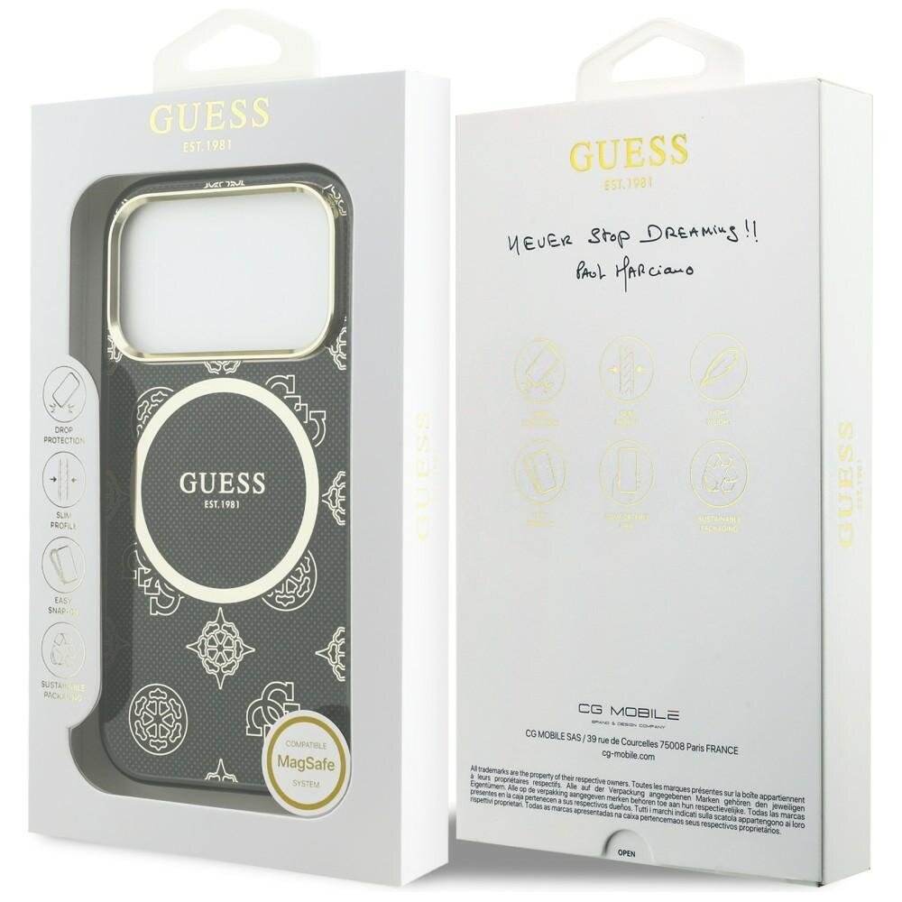 iPhone 17 Pro Guess IML Peony Dot MagSafe dėklas – juodas 7