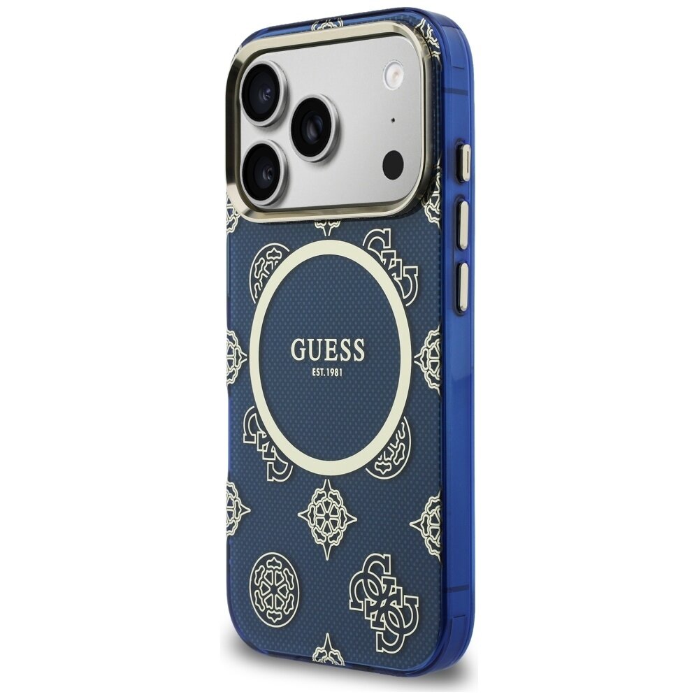 iPhone 17 Pro Guess IML Peony Dot MagSafe dėklas – mėlynas 1