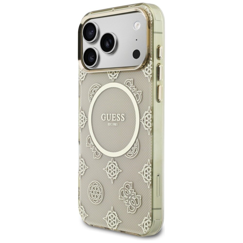 iPhone 17 Pro Max Guess IML Peony Dot MagSafe dėklas – smėlio spalvos 1