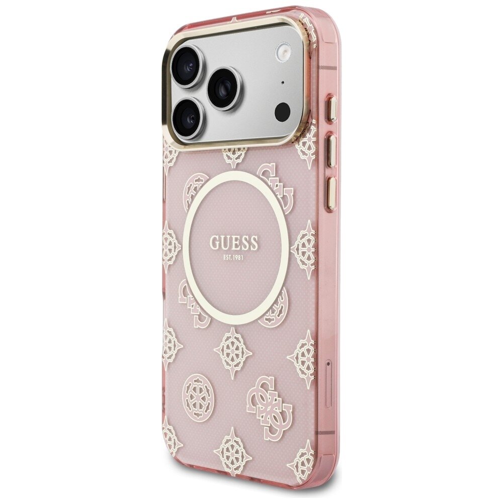 iPhone 17 Pro Max Guess IML Peony Dot MagSafe dėklas – rožinis 1