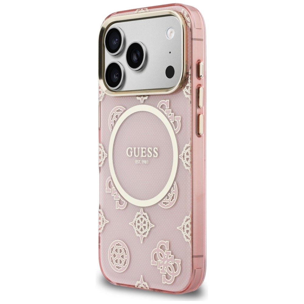 iPhone 17 Pro Guess IML Peony Dot MagSafe dėklas – rožinis 1