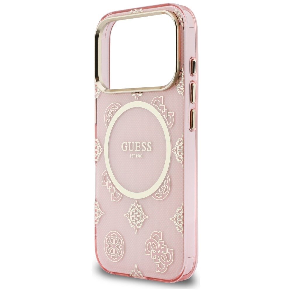 iPhone 17 Pro Guess IML Peony Dot MagSafe dėklas – rožinis 5