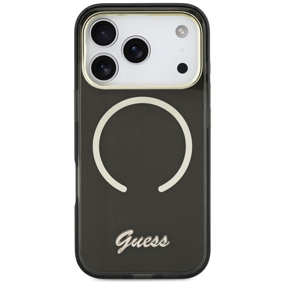 iPhone 17 Pro Max Guess IML Script Metal MagSafe dėklas – juodas 2 iPhone 17 Pro Max Guess IML Script Metal MagSafe dėklas – juodas 2