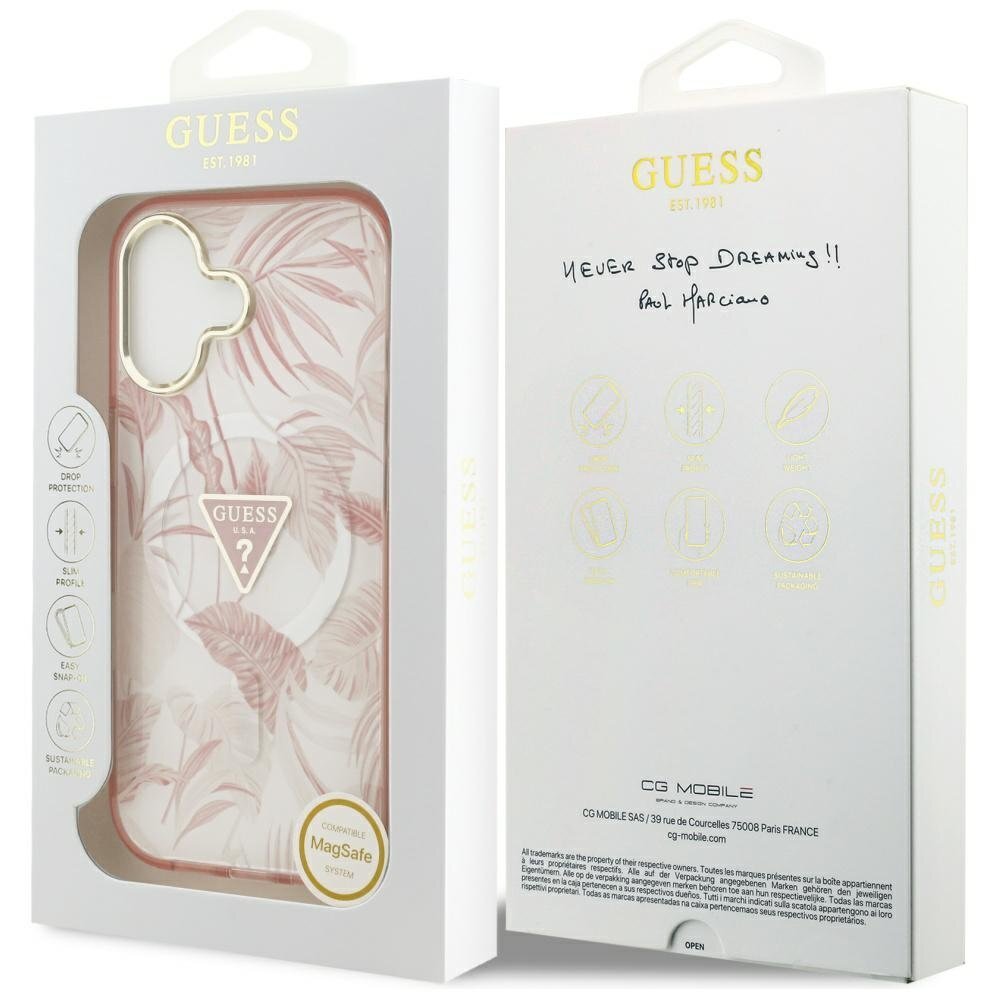 iPhone 17 Guess Jungle Tonal Triangle MagSafe dėklas – rožinis 7
