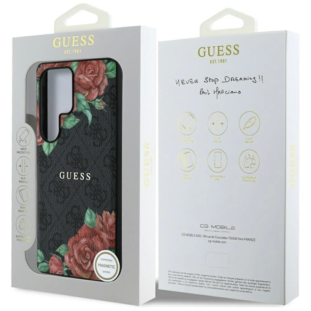 Guess Odinis 4G Flowers Print Metal Classic Logo MagSafe Dėklas skirtas Samsung Galaxy S25 Ultra - Juodas 7 Guess Odinis 4G Flowers Print Metal Classic Logo MagSafe Dėklas skirtas Samsung Galaxy S25 Ultra - Juodas 7