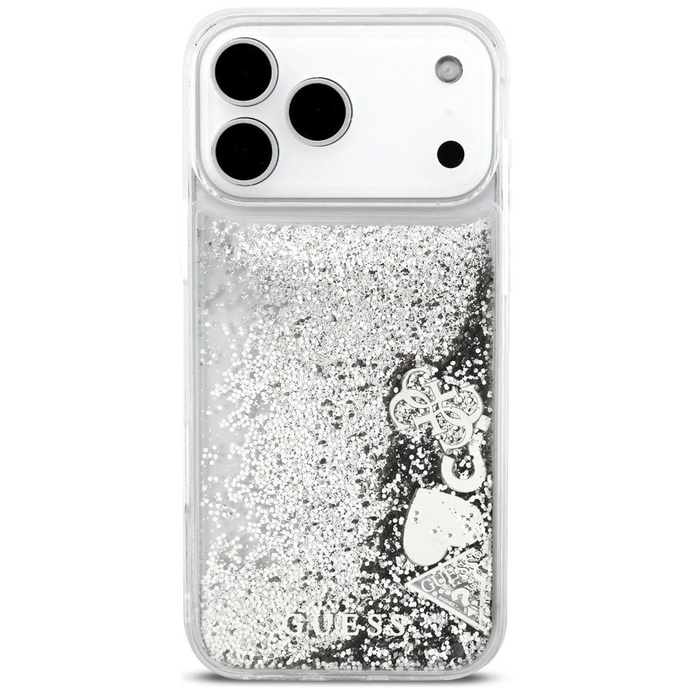 iPhone 17 Pro Max Guess Liquid Glitter Charms dėklas – sidabrinis 2 iPhone 17 Pro Max Guess Liquid Glitter Charms dėklas – sidabrinis 2