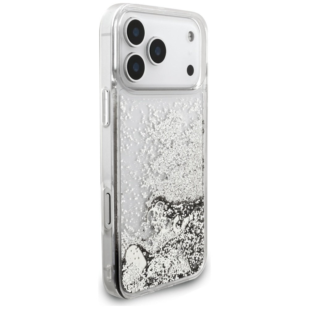 iPhone 17 Pro Guess Liquid Glitter Charms dėklas – sidabrinis 3 iPhone 17 Pro Guess Liquid Glitter Charms dėklas – sidabrinis 3