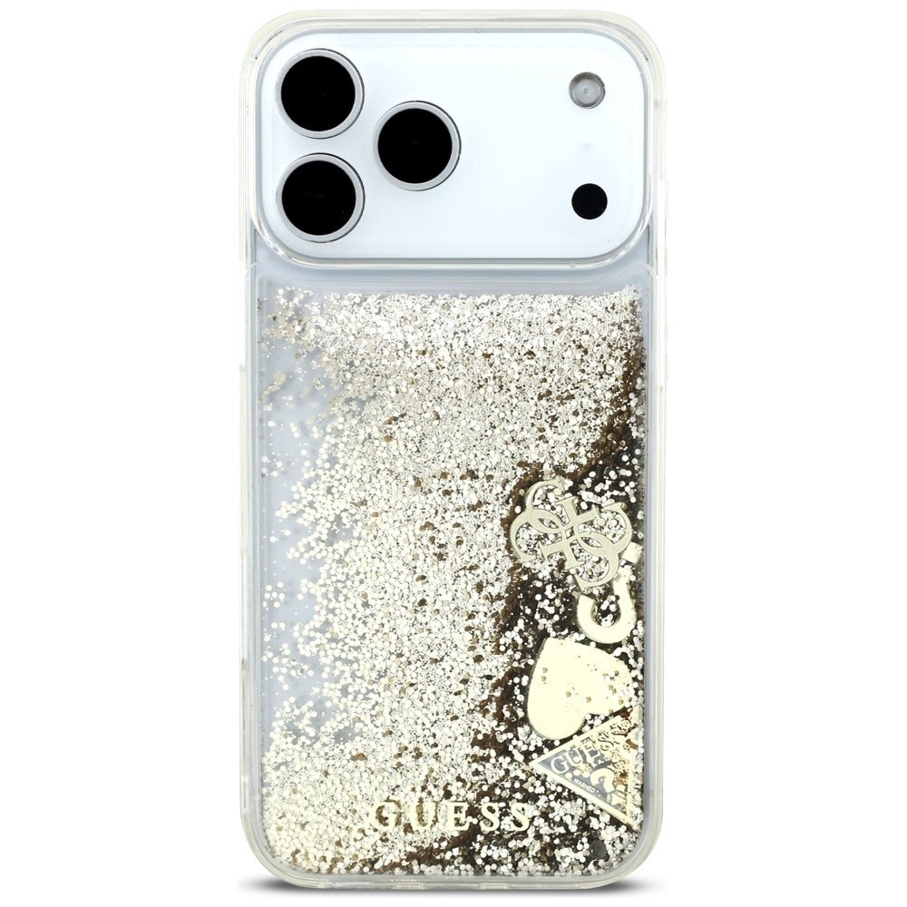 iPhone 17 Pro Max Guess Liquid Glitter 4 Charms dėklas – auksinis 2
