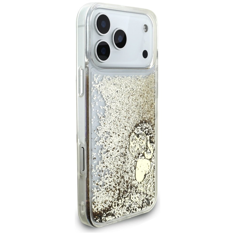 iPhone 17 Pro Max Guess Liquid Glitter 4 Charms dėklas – auksinis 3