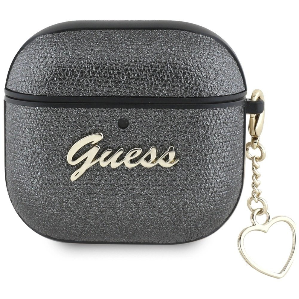 Guess Metallic Script Charm Dėklas skirtas AirPods 4 - Juodas Guess Metallic Script Charm Dėklas skirtas AirPods 4 - Juodas