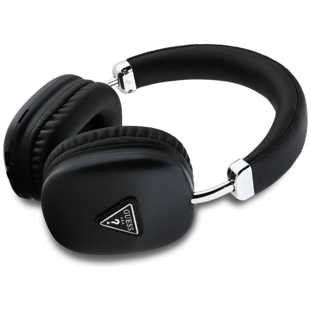 Belaidės ausinės Guess Metallic Triangle Logo Over-Ear – juodos 1 Belaidės ausinės Guess Metallic Triangle Logo Over-Ear – juodos 1