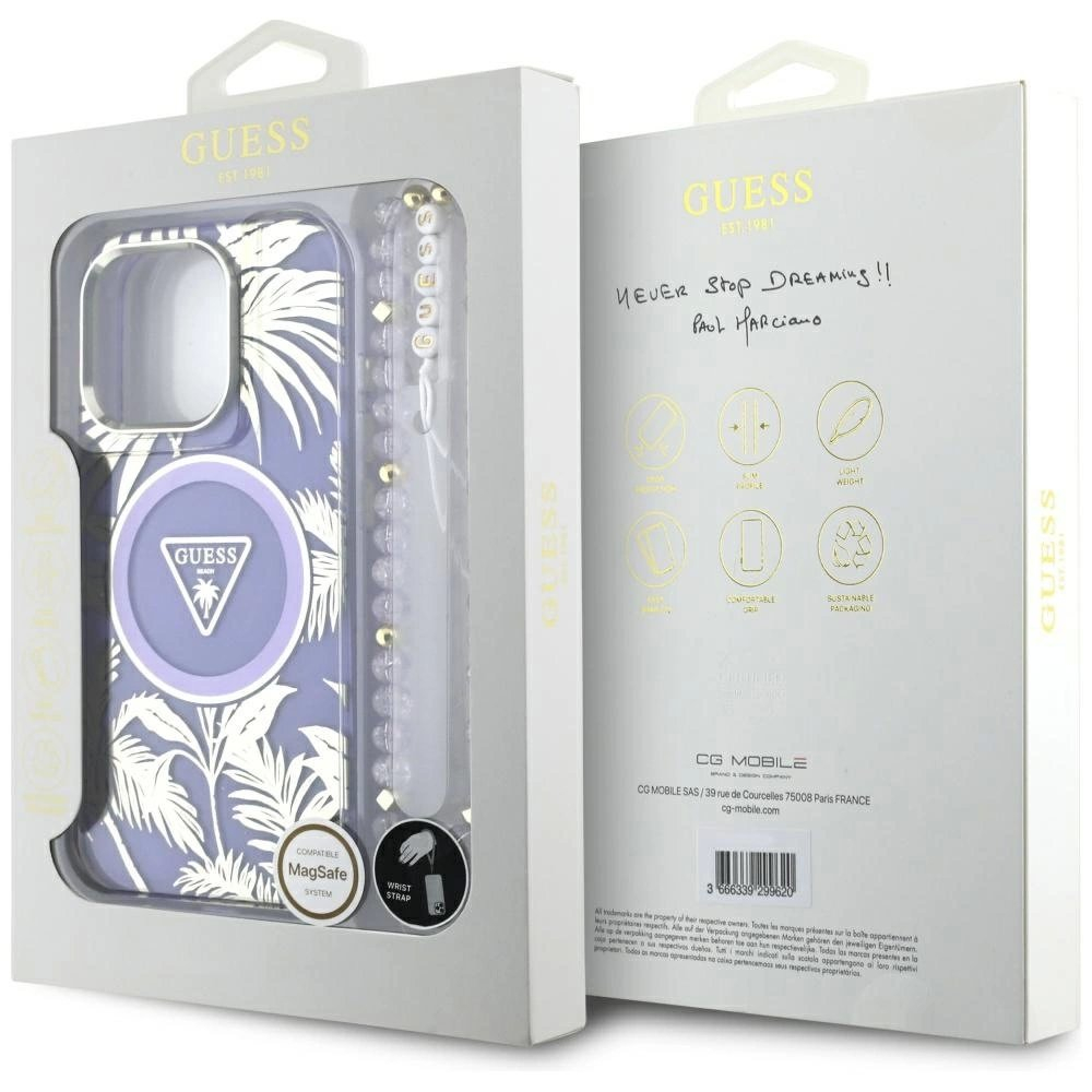 Guess Palm Trees Triangle Pearl Strap MagSafe Dėklas skirtas iPhone 16 Pro Max Violetinis 6 Guess Palm Trees Triangle Pearl Strap MagSafe Dėklas skirtas iPhone 16 Pro Max Violetinis 6