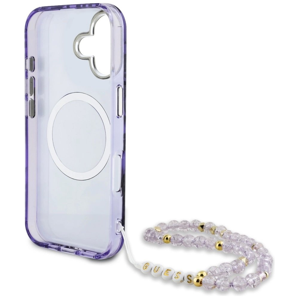 Guess Palm Trees Triangle Pearl Strap MagSafe Dėklas skirtas iPhone 16 Violetinis 5 Guess Palm Trees Triangle Pearl Strap MagSafe Dėklas skirtas iPhone 16 Violetinis 5