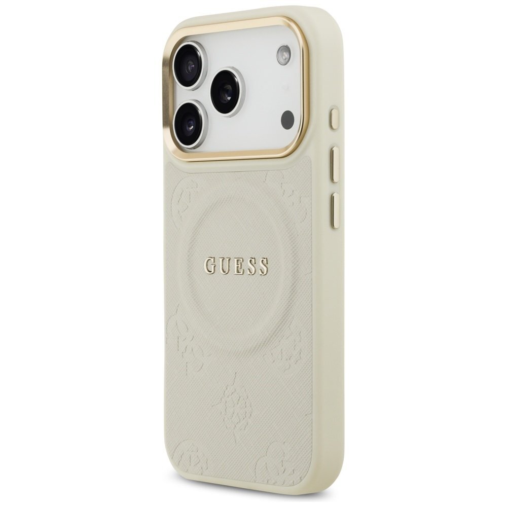 iPhone 17 Pro dėklas Guess Peony Hot Stamp, MagSafe – smėlio 1