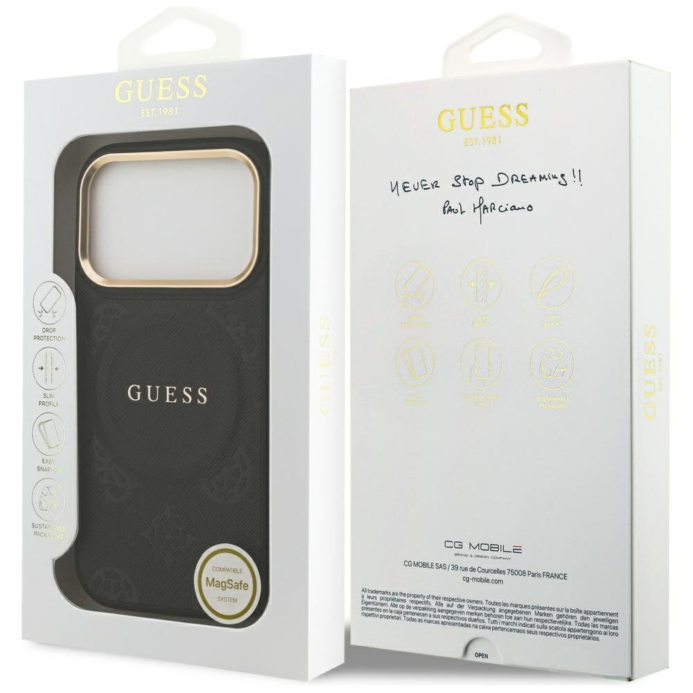 iPhone 17 Pro Guess Peony Hot Stamp dėklas su MagSafe – juodas 7