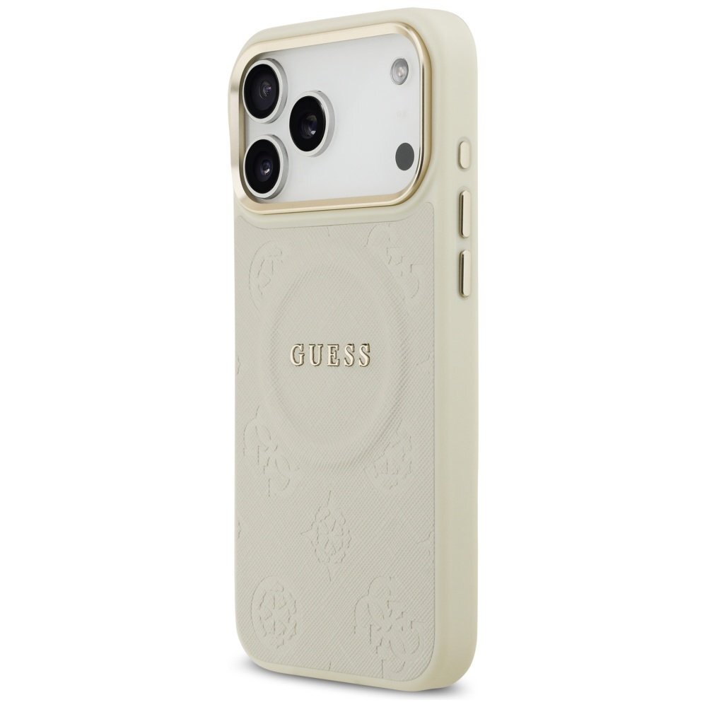 iPhone 17 Pro Max Guess Peony Hot Stamp MagSafe dėklas – smėlinis 1