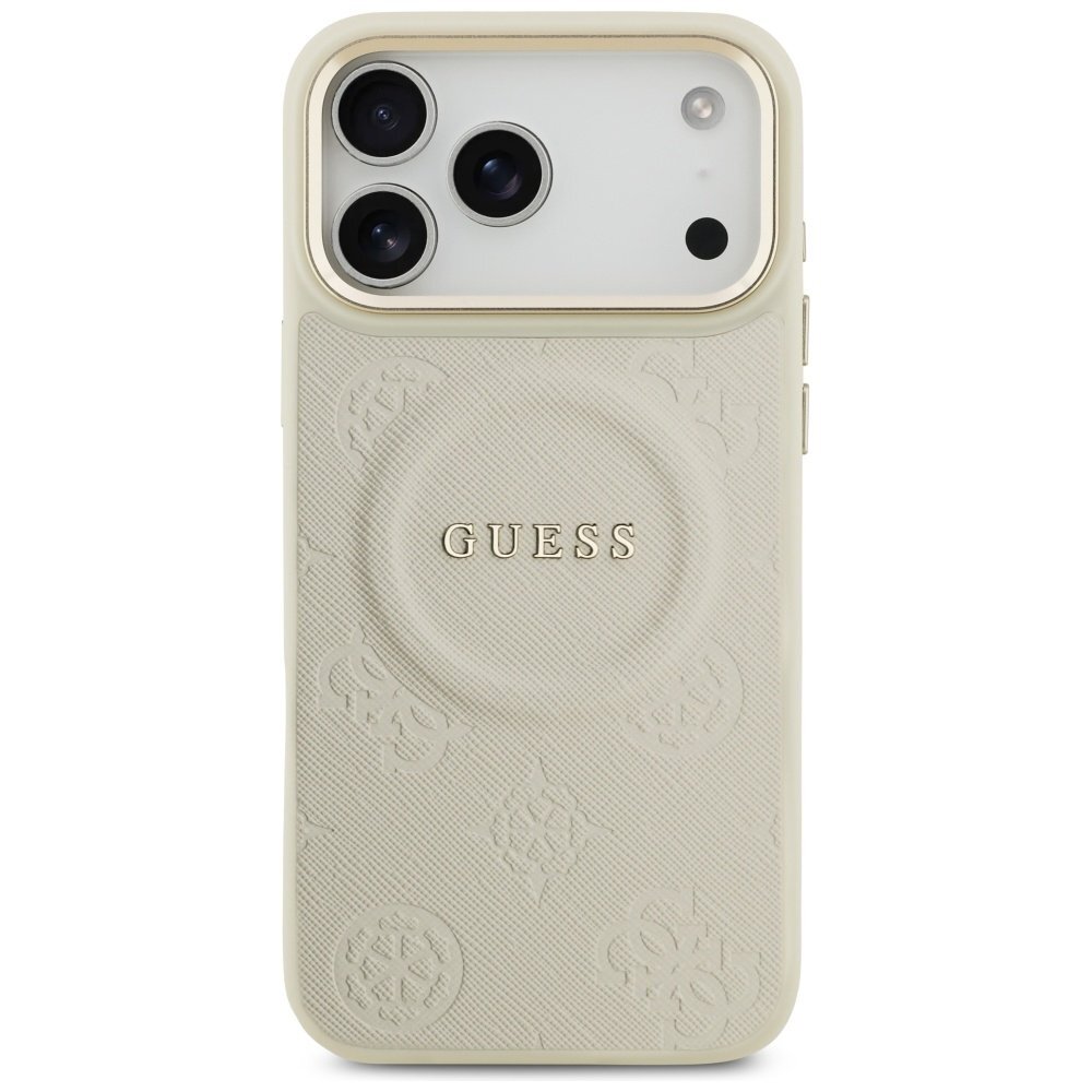 iPhone 17 Pro Max Guess Peony Hot Stamp MagSafe dėklas – smėlinis 2