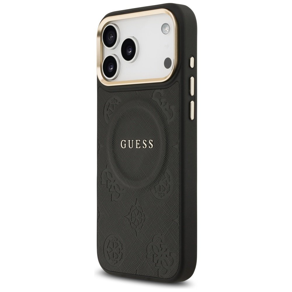 iPhone 17 Pro Max dėklas Guess Peony Hot Stamp, MagSafe – juodas 1