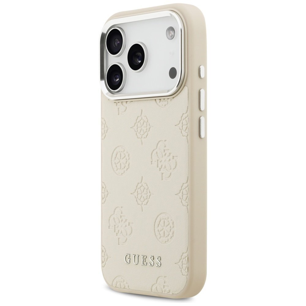 iPhone 17 Pro Guess Peony Hot Stamp Script MagSafe dėklas – smėlinis 1
