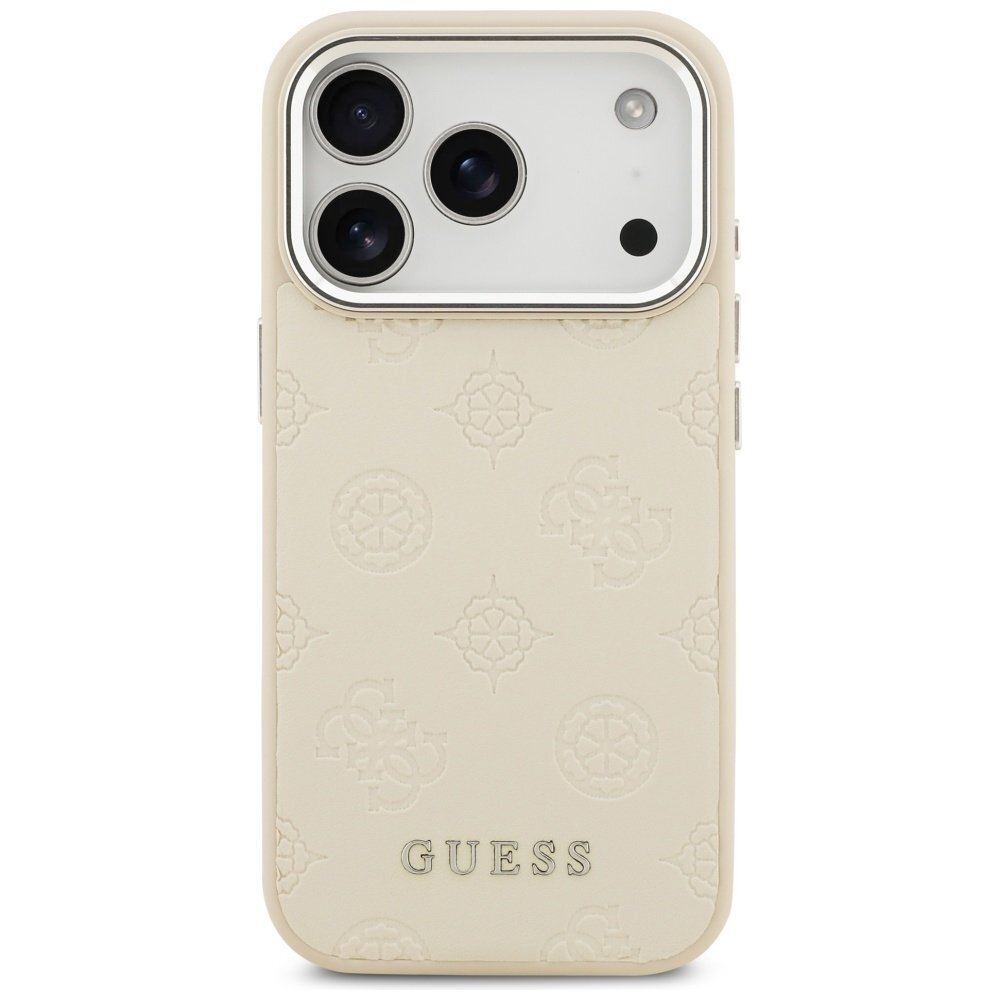 iPhone 17 Pro Guess Peony Hot Stamp Script MagSafe dėklas – smėlinis 2