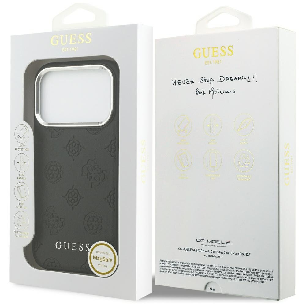 iPhone 17 Pro Guess Peony Hot Stamp Script MagSafe dėklas – juodas 7