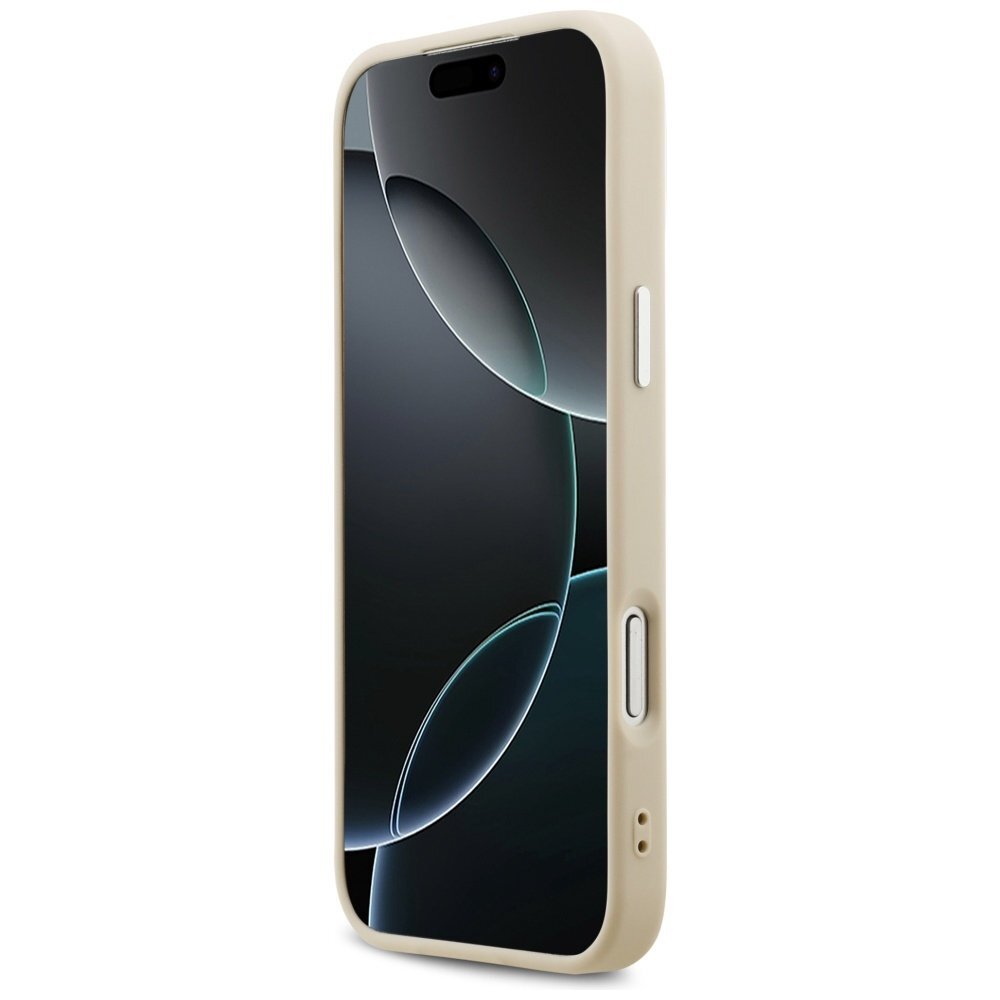 iPhone 17 Pro Max Guess Peony Hot Stamp Script MagSafe dėklas – smėlinis 4