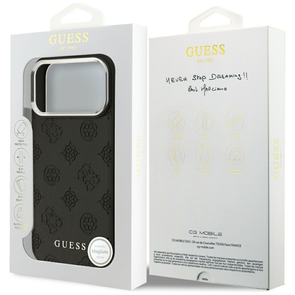 iPhone 17 Pro Max Guess Peony Hot Stamp Script MagSafe dėklas – juodas 7